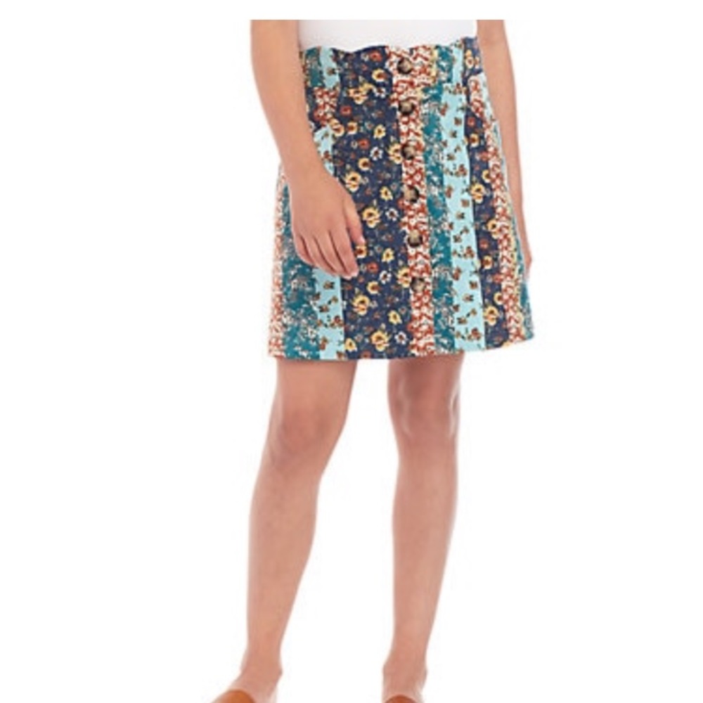 BNWT Amy Byer Lovely Floral Print Corduroy Skirt